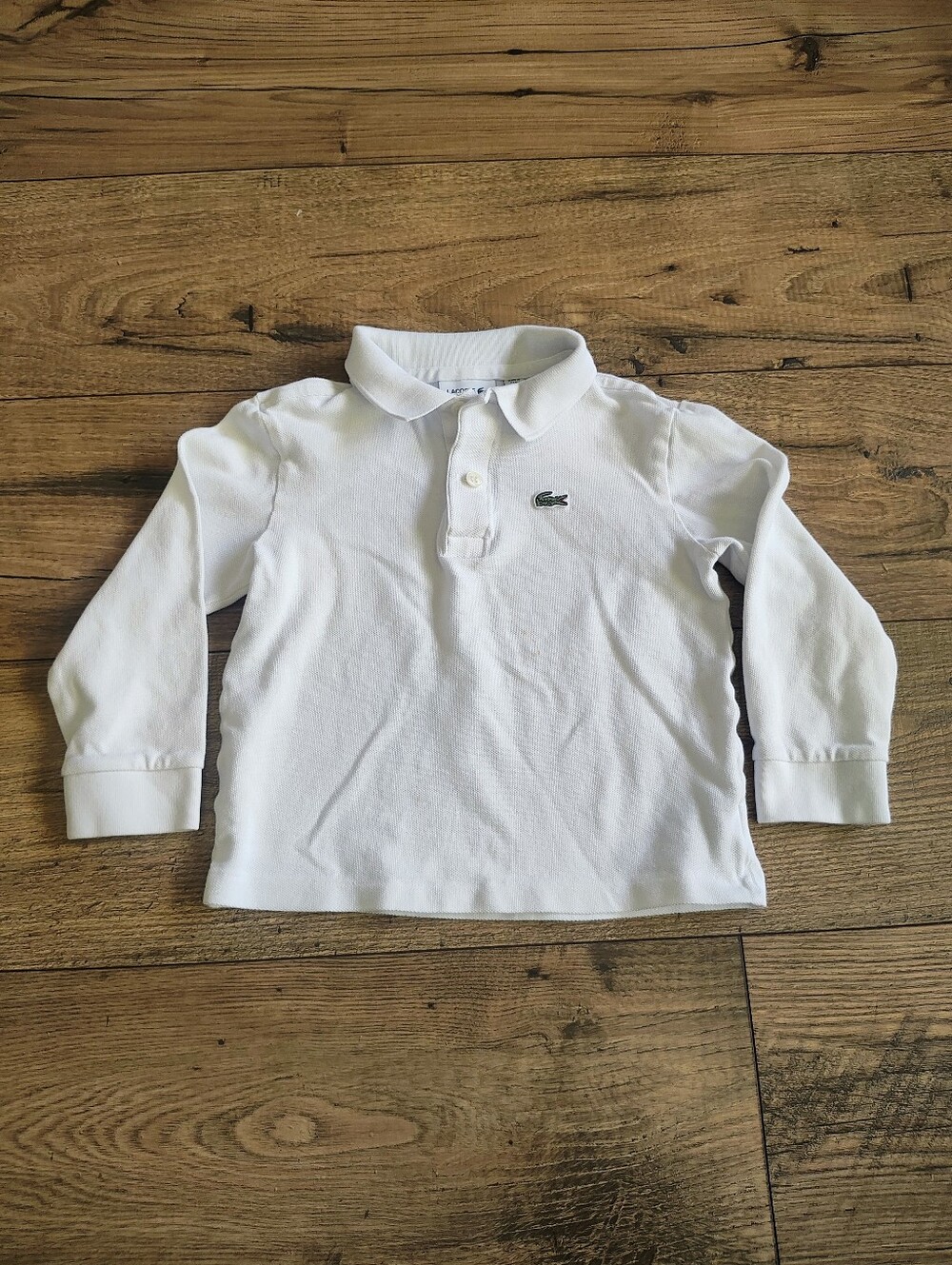 Lacoste White Long-Sleeve Polo Top for Kids